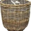 Rotan Rattan grote plantenmand grijs 36x35cm