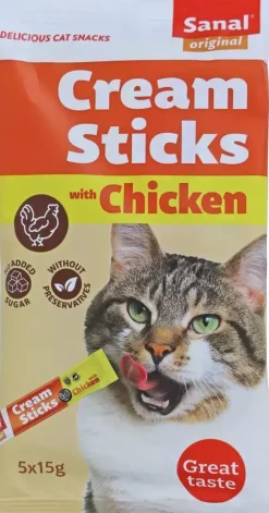 Sanal Cream Sticks kattensnack kip 5 x 15g