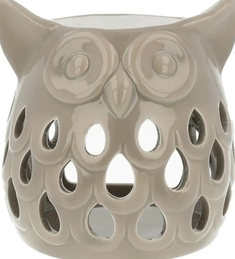 ScentChips geurbrander uil keramiek 11x11cm taupe