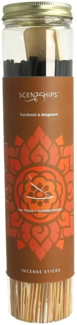 ScentChips wierookstokjes Patchouli & Bergamot 100st met houder