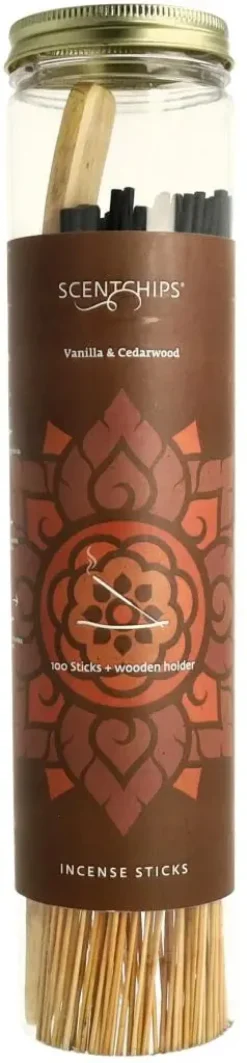 ScentChips wierookstokjes Vanilla & Cedarwood 100st met houder