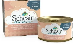Schesir kittenvoer 3-12 maanden in gelei kip & aloe vera 85g