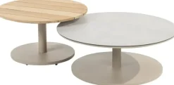 4 Seasons Outdoor bijzettafel set sara 1x tafel 65x35cm latte & 1x tafel 80x30cm latte latte