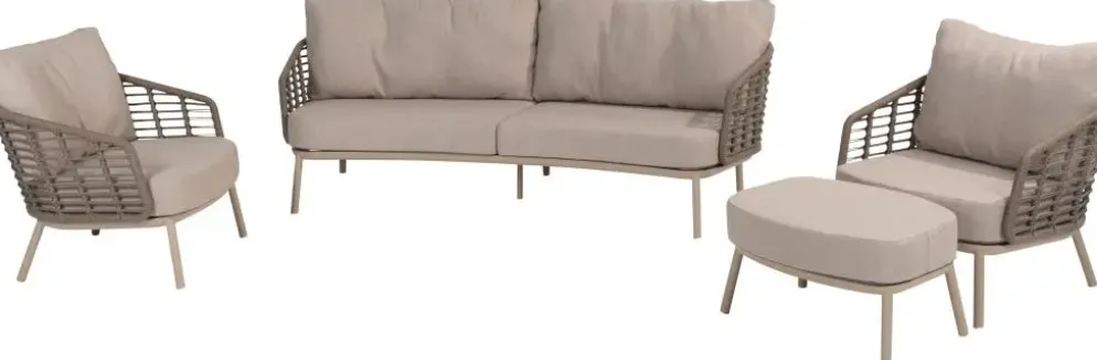 4 Seasons Outdoor stoel-bank loungeset puglia 3-zits latte