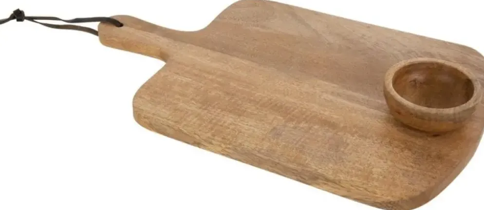 Serveerplank met kom mangohout 43cm