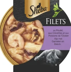 Sheba Filets kip, garnalen & zeevis in saus 60g