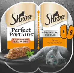 Sheba Perfect Portions kalkoen in saus multipack 6 x 37,5g