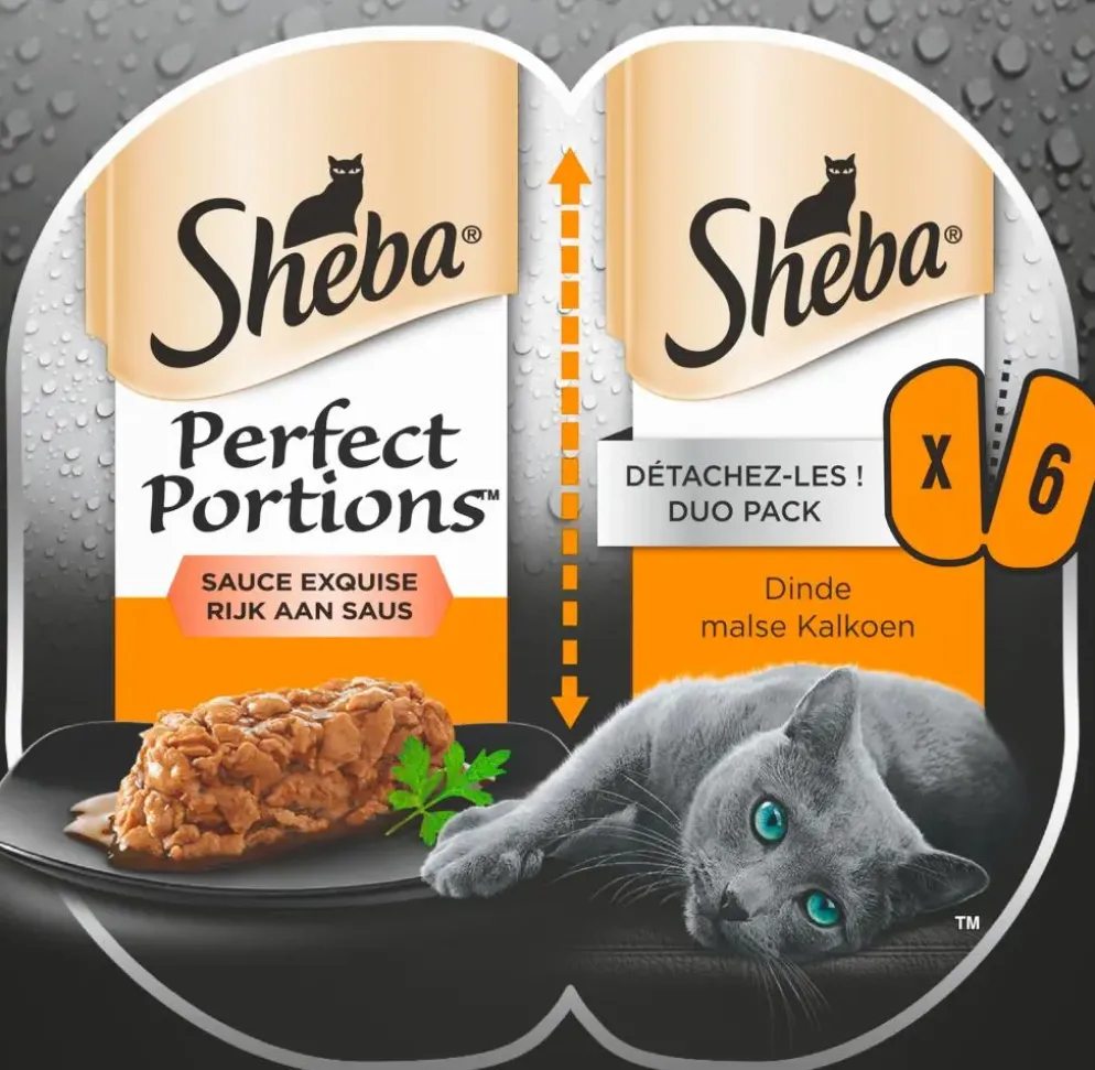 Sheba Perfect Portions kalkoen in saus multipack 6 x 37,5g
