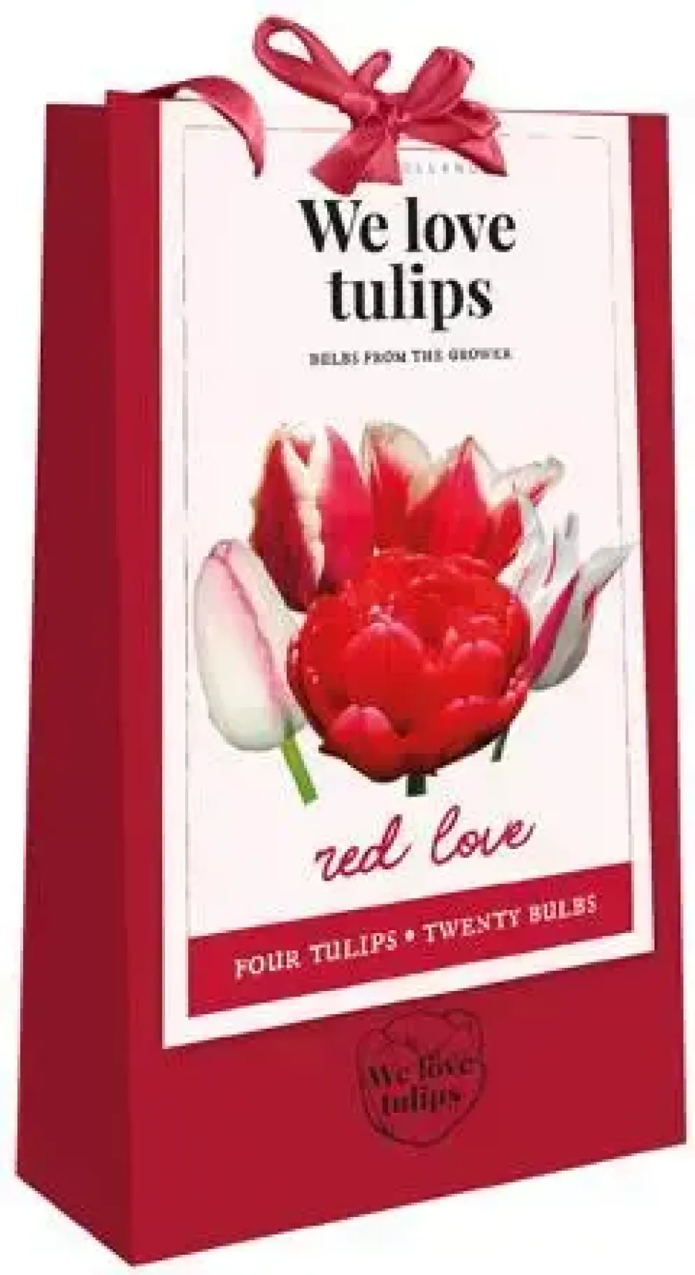 Tas we love tulips red love met 20 bloembollen