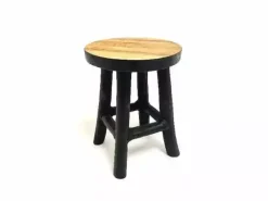 Teak plantenstandaard 15x17cm natural/black