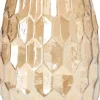 Theelichthouder glas hammer 13x16cm bruin
