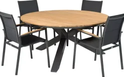 Tierra Outdoor dining tuintafel omnigo teak 150x74.5cm charcoal