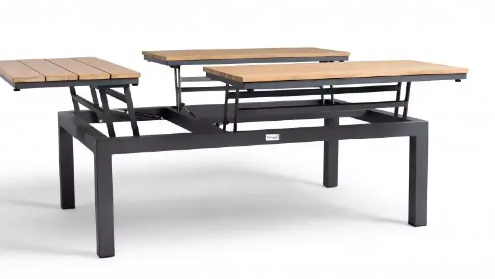 Tierra Outdoor lounge tuintafel flip-up teak 120x80x43cm charcoal