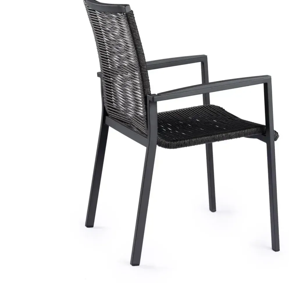 Tierra Outdoor stapelbare dining tuinstoel foxx alu rope charcoal