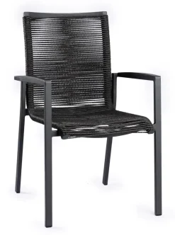 Tierra Outdoor stapelbare dining tuinstoel foxx alu rope charcoal