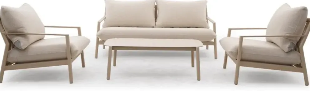Trestino stoel-bank loungeset masiera 2-zits champagne