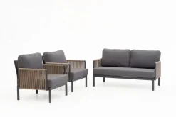 Trestino stoel-bank loungeset caudry 2-zits antraciet
