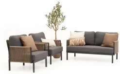 Trestino stoel-bank loungeset caudry 2-zits antraciet