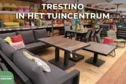 Trestino verstelbare lounge tuintafel codell pop-up extension 183x88x75cm latte