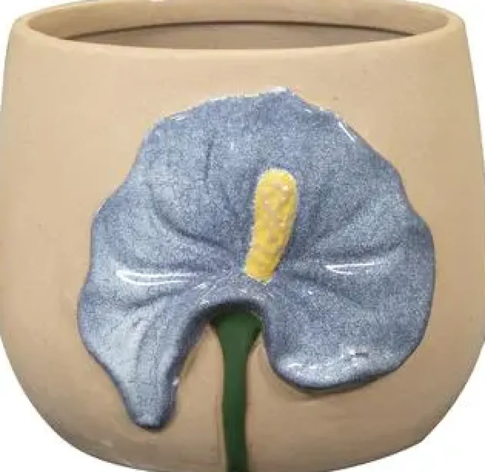 TS Collection bloempot antura keramiek 8x7cm blauw