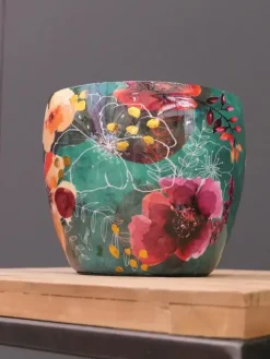 TS Collection bloempot blooming metaal 17x15cm smaragd