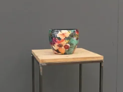 TS Collection bloempot blooming metaal 21x16cm smaragd