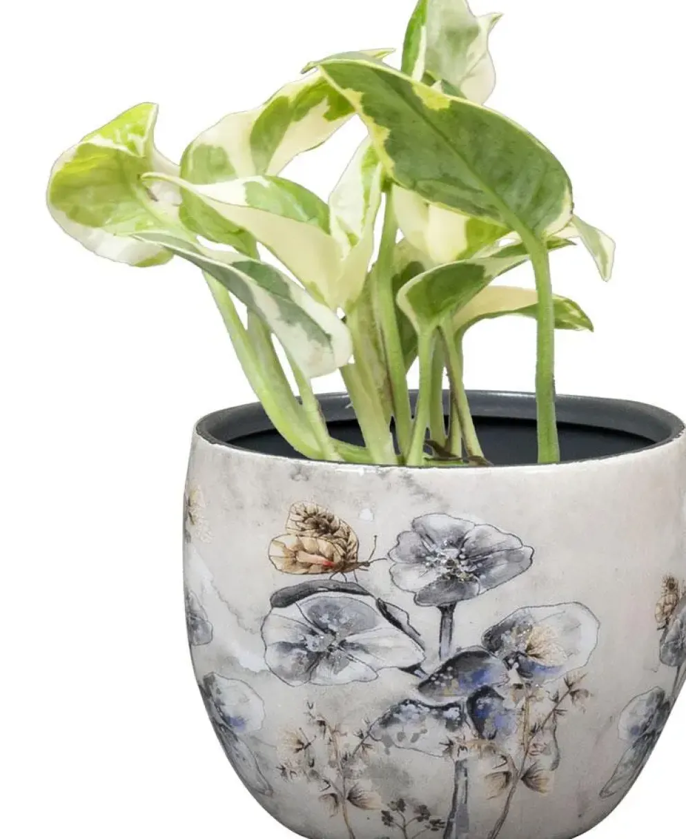 TS Collection bloempot designed by lammie kunststof, metaal 9x7cm moonlight meadow