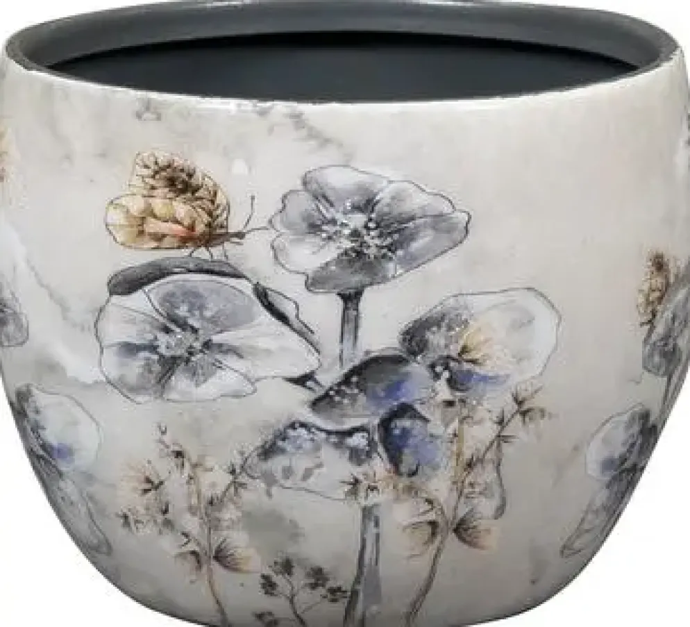 TS Collection bloempot designed by lammie kunststof, metaal 9x7cm moonlight meadow