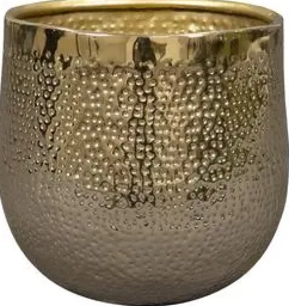 TS Collection bloempot kristy metaal 7x7cm goud
