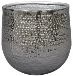 TS Collection bloempot kristy metaal 7x7cm zilver