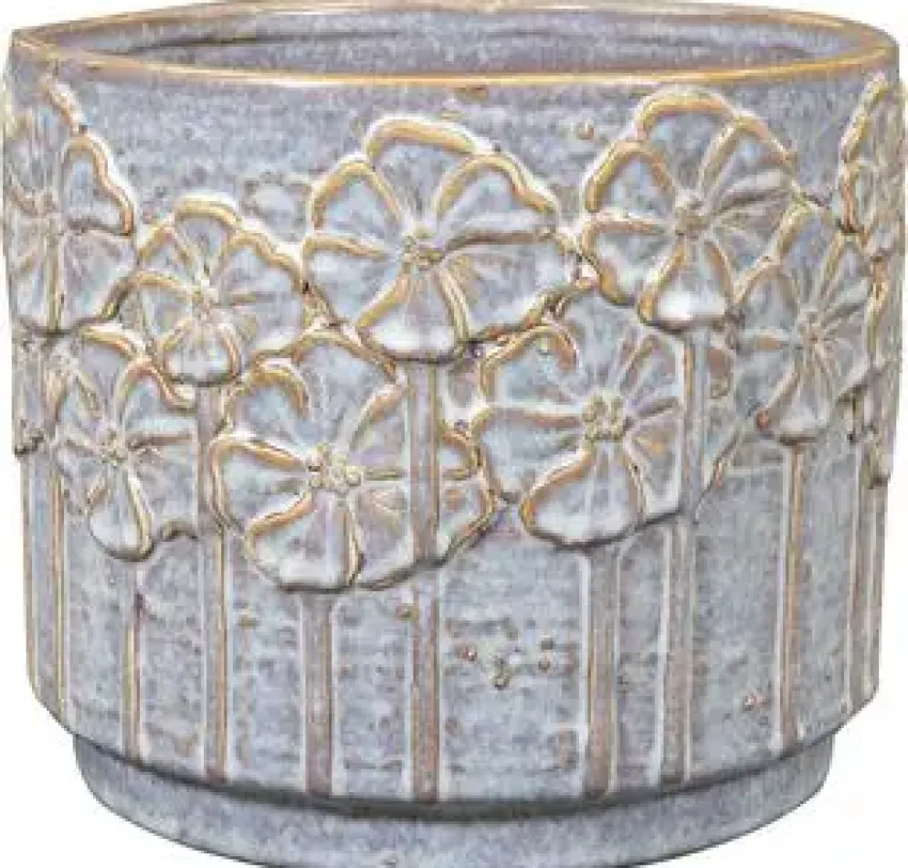 TS Collection bloempot lilou keramiek 8x7cm ice blue