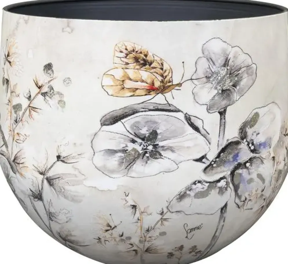 TS Collection bloempot moonlight meadow kunststof, metaal 28x25cm moonlight meadow