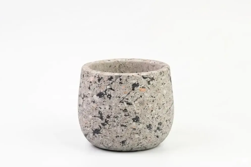 TS Collection bloempot tina steen 8x7cm terrazo grey