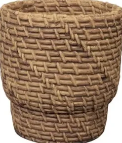 TS Collection bloempot zayn keramiek 14x14cm woven jute
