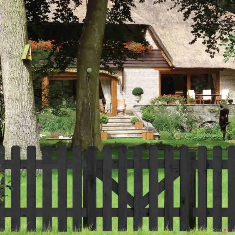 Tuinpoort Vuren Zwart Gelakt – 180 x 80 cm – Geschaafd
