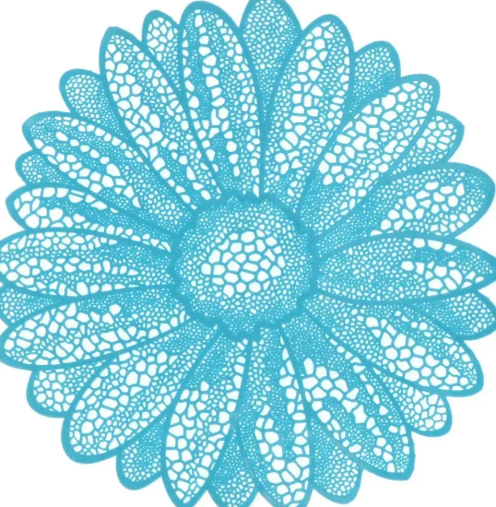 Unique Living placemat flower 38cm light blue
