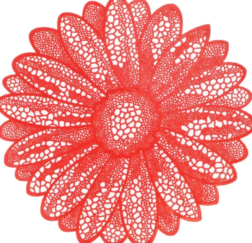 Unique Living placemat flower 38cm red