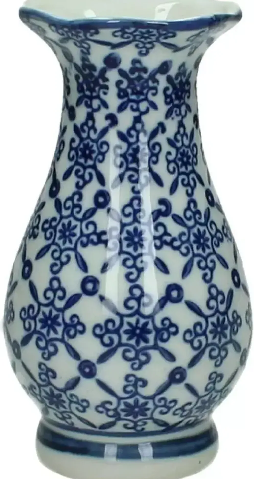 Vaas porselein delfts blauw, wit 8x8x15cm
