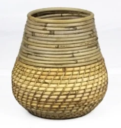 Van der Leeden bloempot stripe/lombok 24x25cm grijs/blond