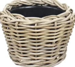 Van der Leeden Drypot Rattan 20x15cm Grijs