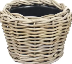 Van der Leeden Drypot Rattan 24x18cm Grijs