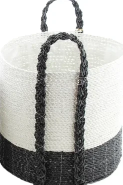 Van der Leeden - Mand Sulawesi – Ø39 x H34 cm – Zwart/Wit
