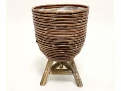 Van der Leeden Mandwerk BV bloempot rotan d20h33cm bronze
