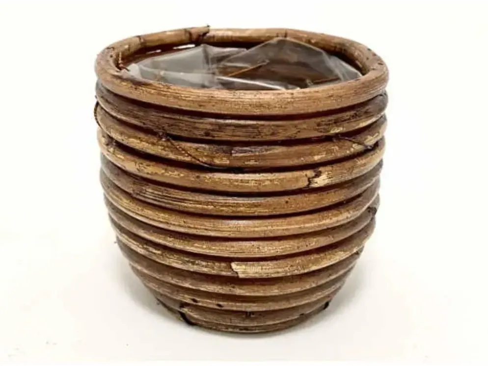 Van der Leeden Mandwerk BV bloempot rotan d7h8cm bronze