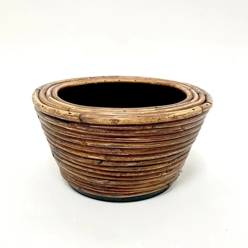 Van der Leeden Mandwerk BV drypot rotan d23h14cm bronze