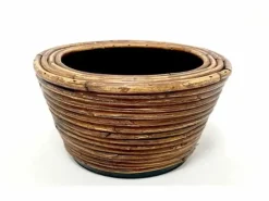 Van der Leeden Mandwerk BV drypot rotan d23h14cm bronze