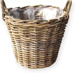 Van der Leeden Rotan Aardappelmand grote plantenmand 40x30cm antiek grijs