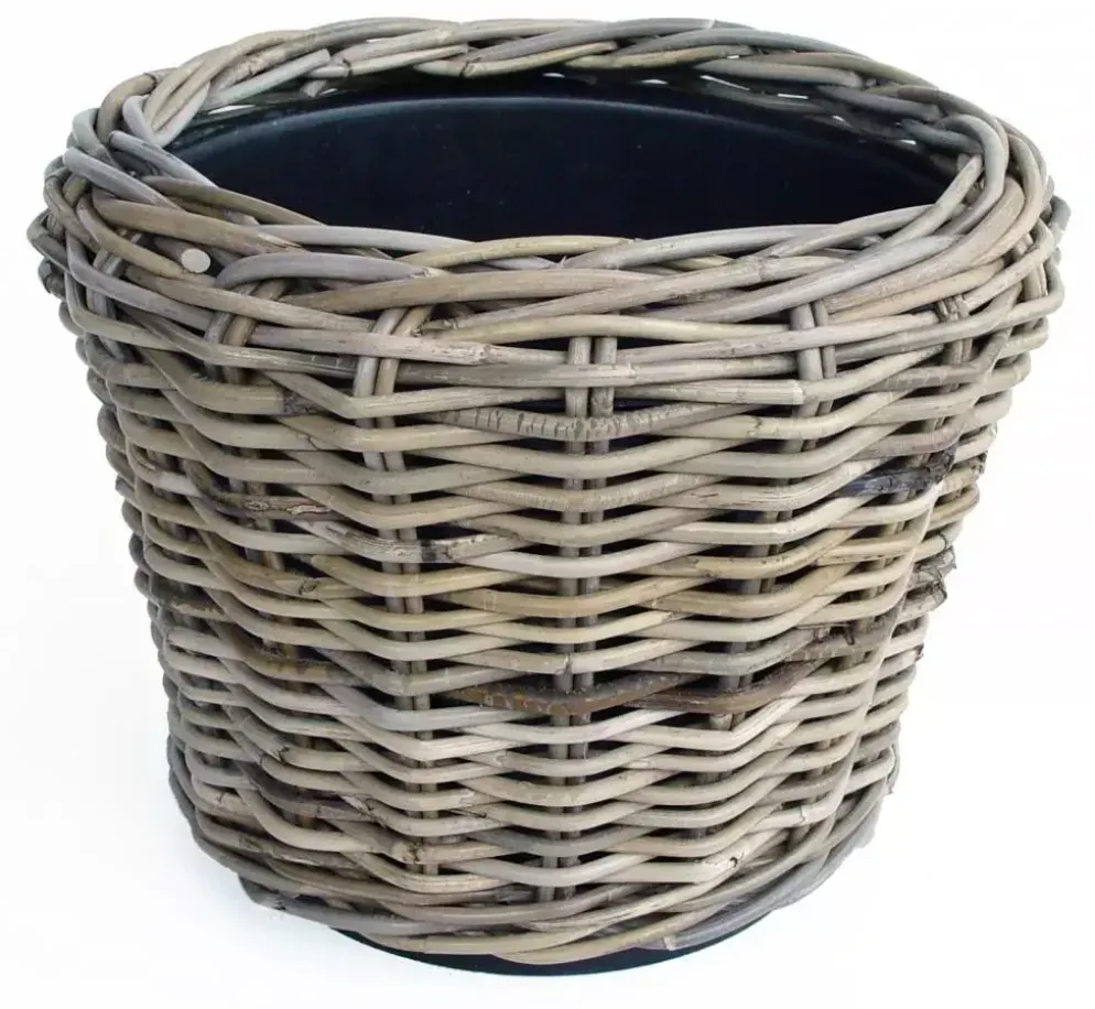 Van der Leeden Rotan Drypot grote plantenmand 36h28cm Naturel/Bruin