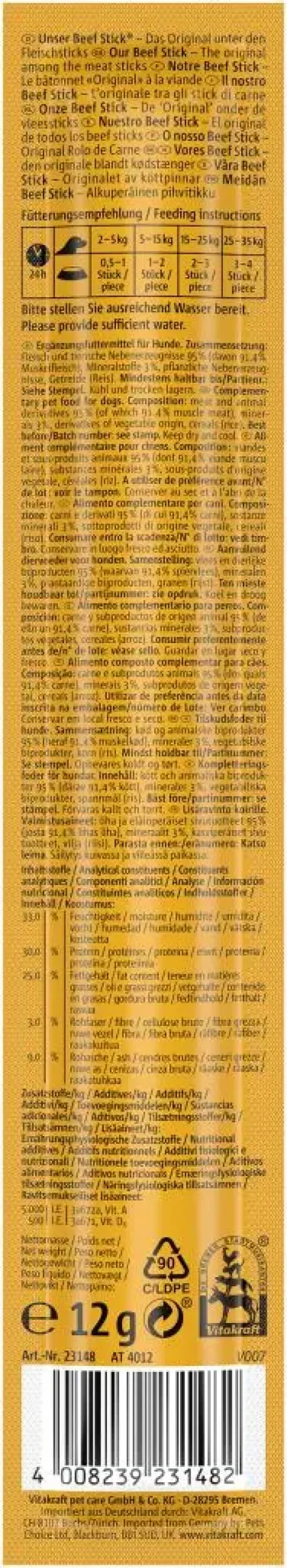 Vitakraft Beef Stick Original Junior mineralen + vitamines 12g
