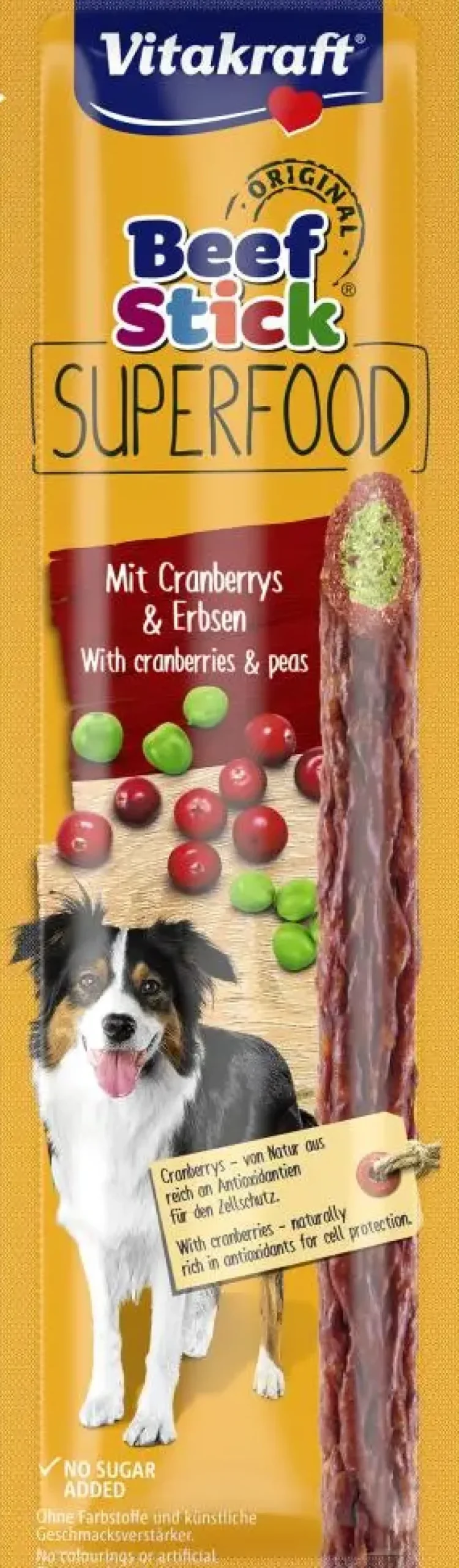Vitakraft Beef Stick Original Superfood erwt & cranberry 25g